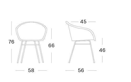 Avril dining chair steel A base 