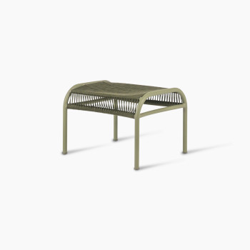 Vincent Sheppard Loop-voetensteun in Moss-afwerking met gevlochten touw en slank aluminium frame.	