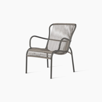 Vincent Sheppard’s Loop lounge chair in Fossil Grey rope and aluminium frame	