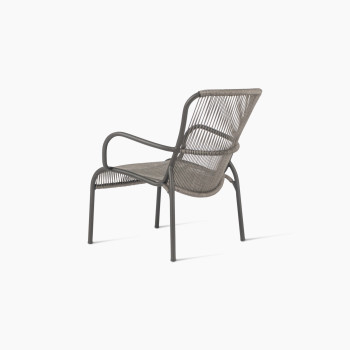 Vincent Sheppard Loop lounge chair with aluminium frame and rope in fossil grey	