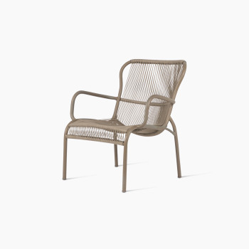 Vincent Sheppard Loop lounge chair with aluminium frame and rope in taupe	
