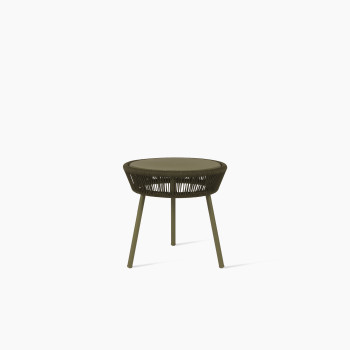 	Vincent Sheppard’s Loop side table in rope and aluminium, olive green finish