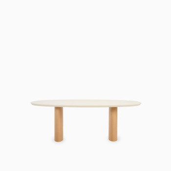 Vincent Sheppard Foster dining table with elliptical Mineral plaster top and Natural oak legs	