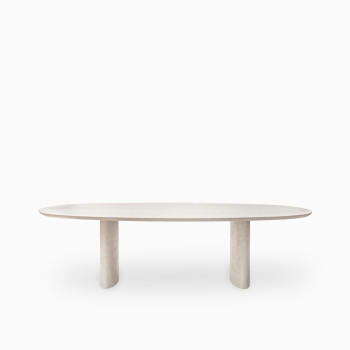 Vincent Sheppard Ari eettafel met elliptisch blad in Lunar White minerale pleisterafwerking	